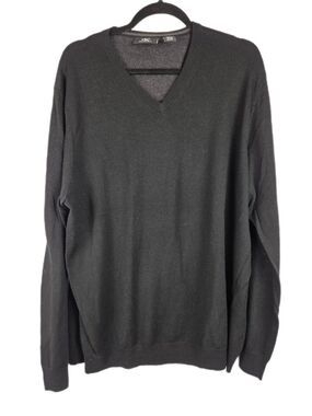 Calvin Klein Black V-Neck Sweater - Classic Soft Knit Merino Wool